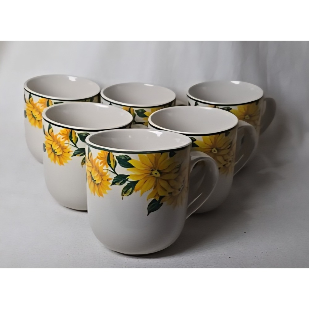 Thompson‎ Pottery Sunflower Cups Set Of 6 Vintage